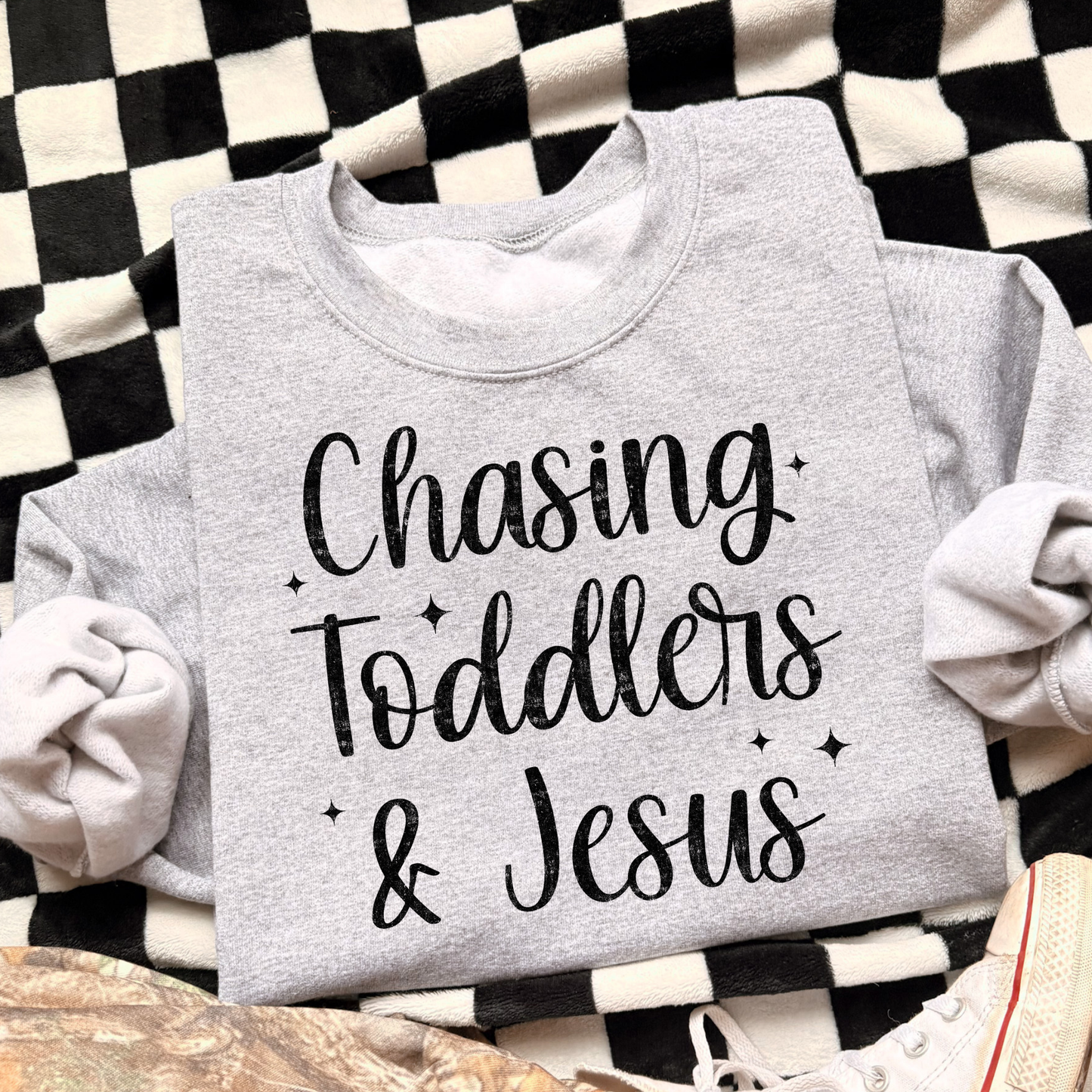 Chasing Toddlers & Jesus Full Color DTF Transfer