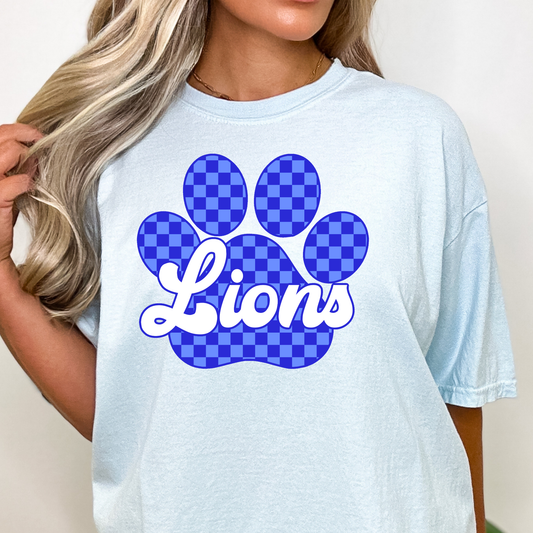 Lions Checkered Paw Print Full Color DTF Transfer