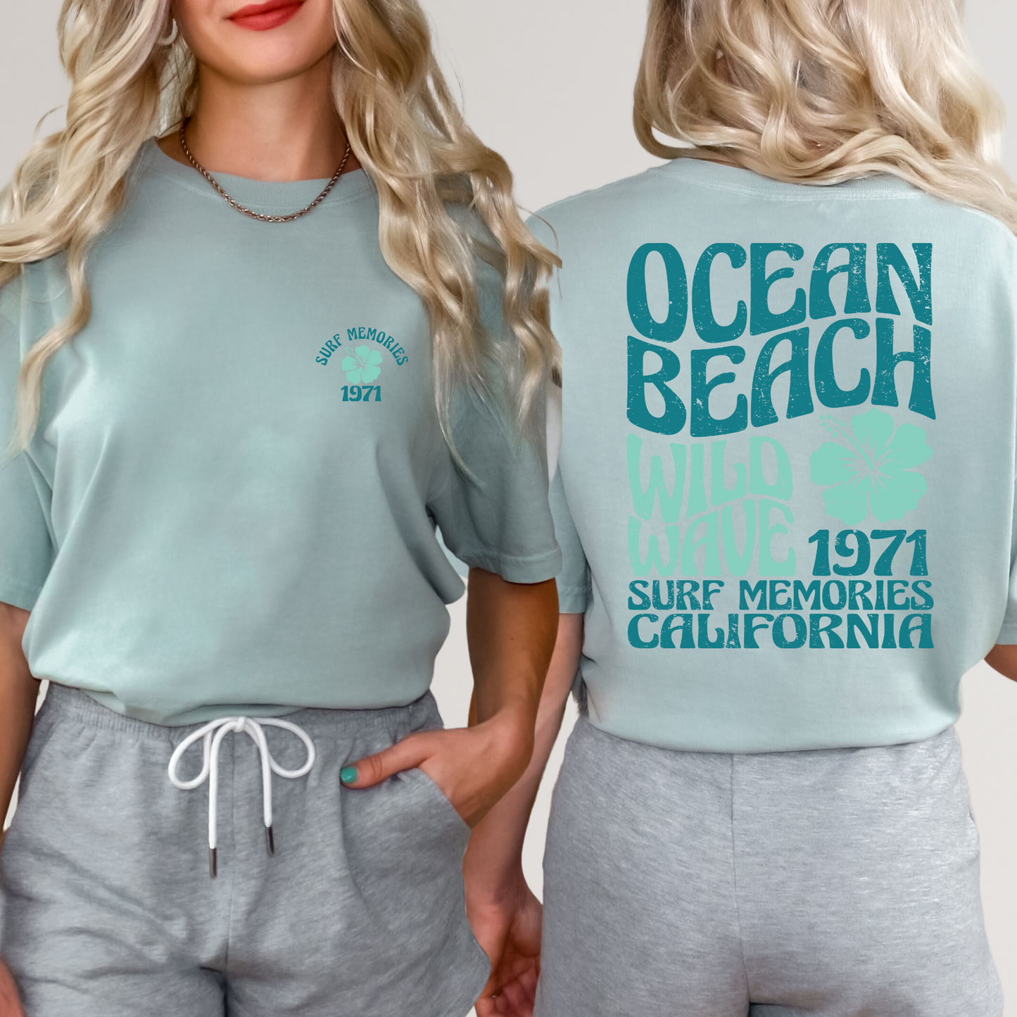 Ocean Beach Wild Wave Surf Memories California Full Color DTF Transfer