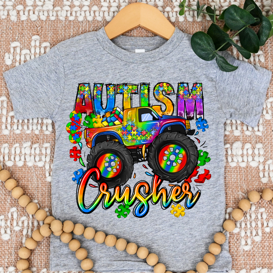 Autism Crusher Monster Truck Full Color DTF Transfers