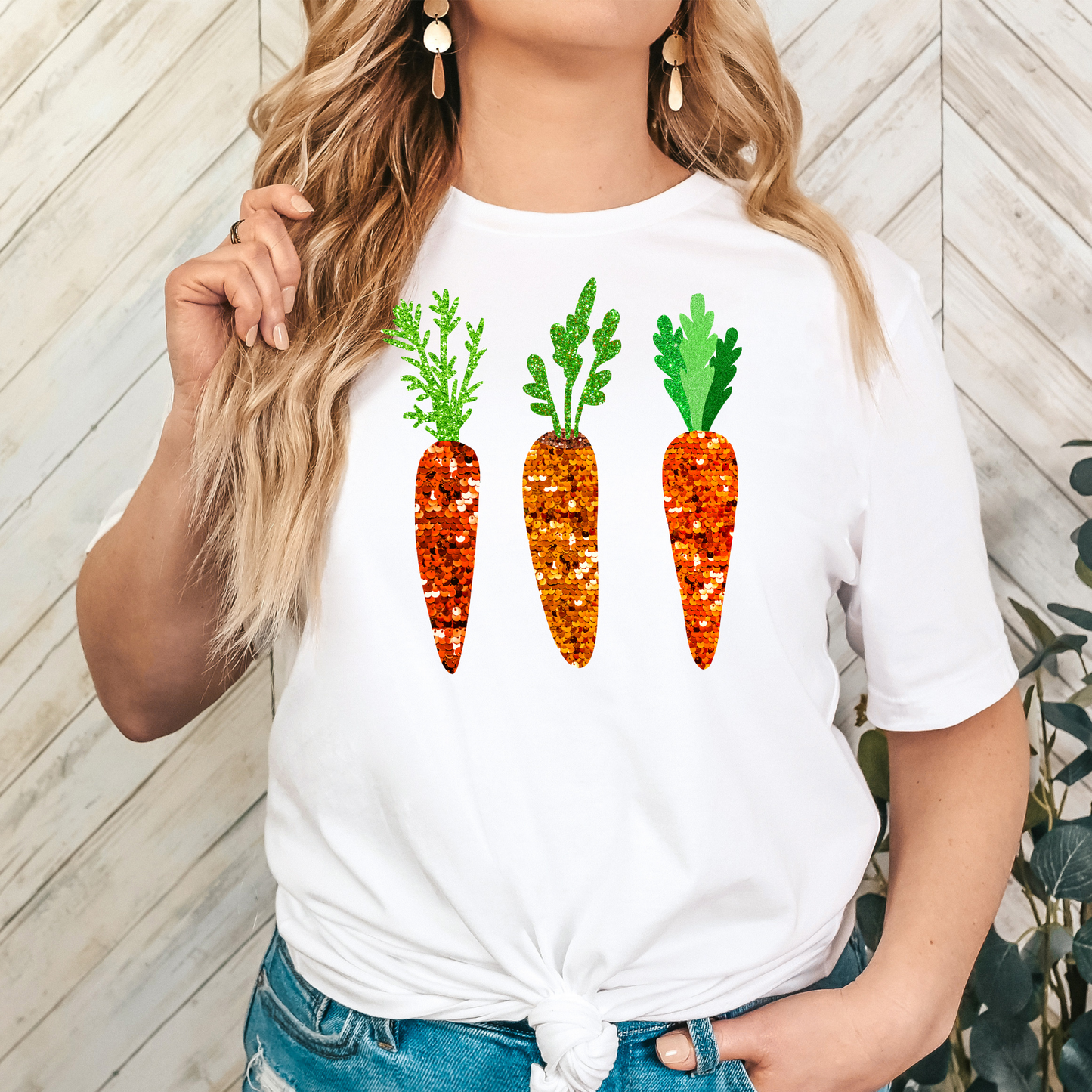 Faux Sequin Carrots Full Color DTF Transfer