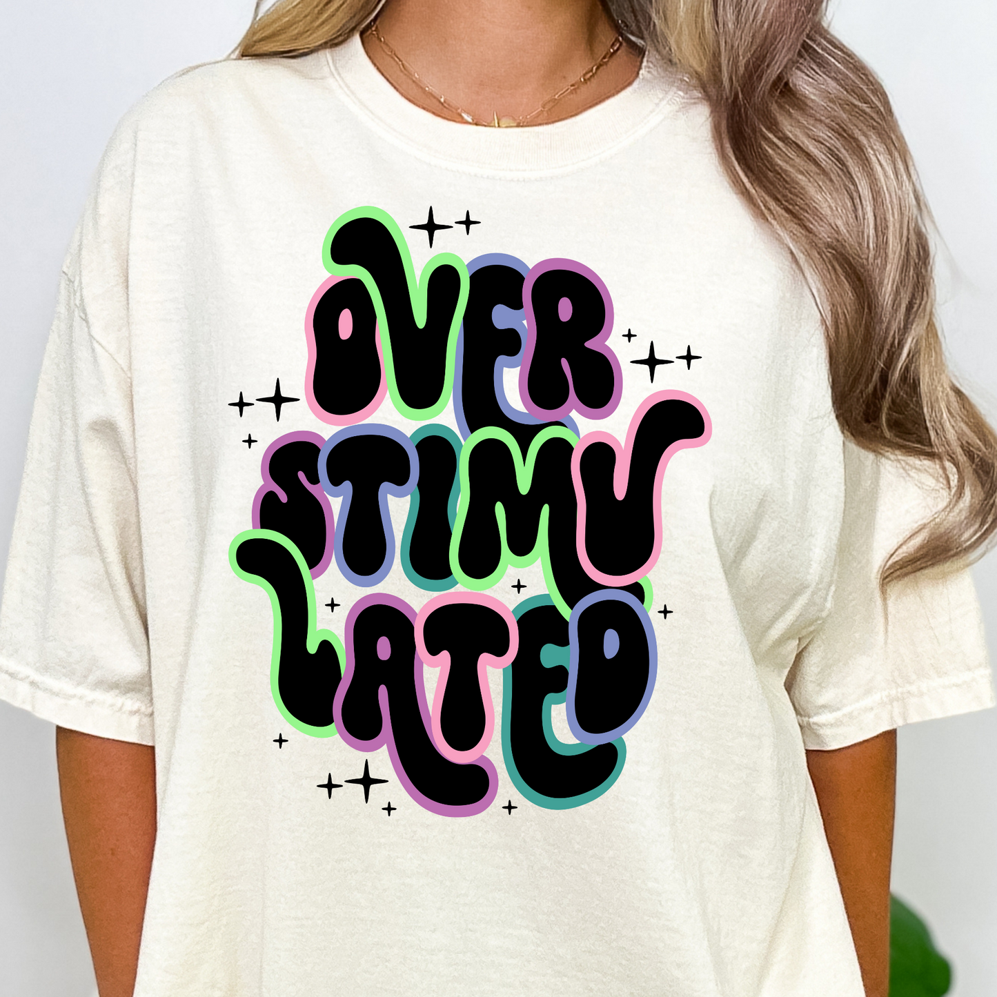 Overstimulated (Bright Color Outlined) Full Color DTF Transfer