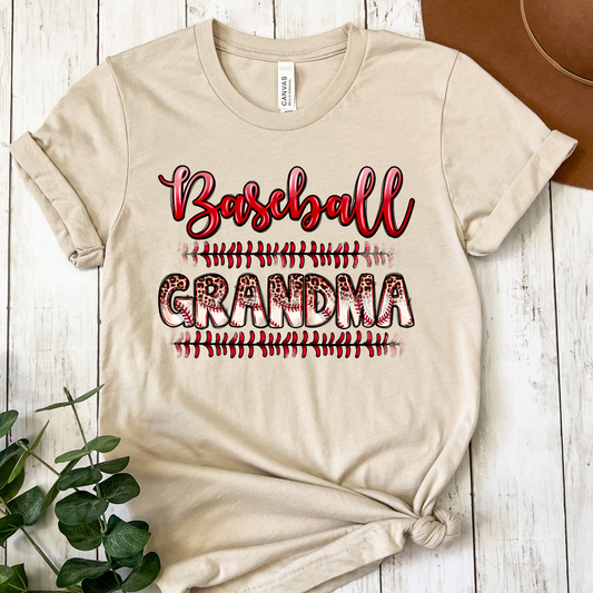 Baseball Grandma (w/ Leopard) Full Color DTF Transfer