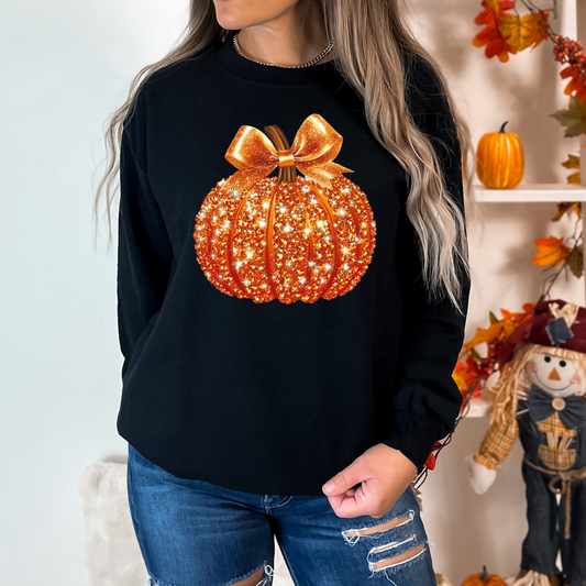 Orange Faux Rhinestone Pumpkin Full Color DTF Transfer