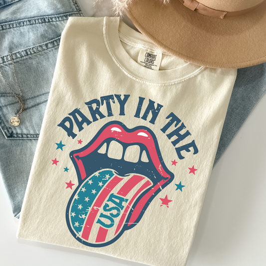 Party In The USA (Tongue) Full Color DTF Transfer