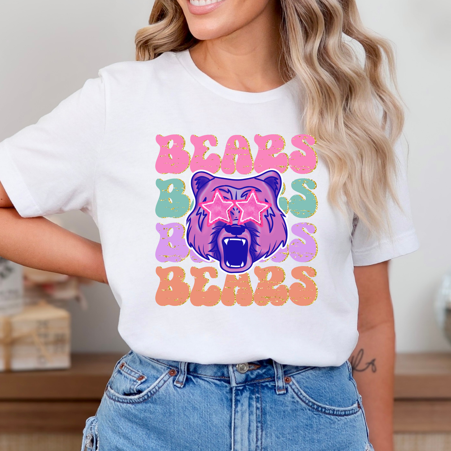 Bears Repeat (Multi Color Pastel) Full Color DTF Transfer