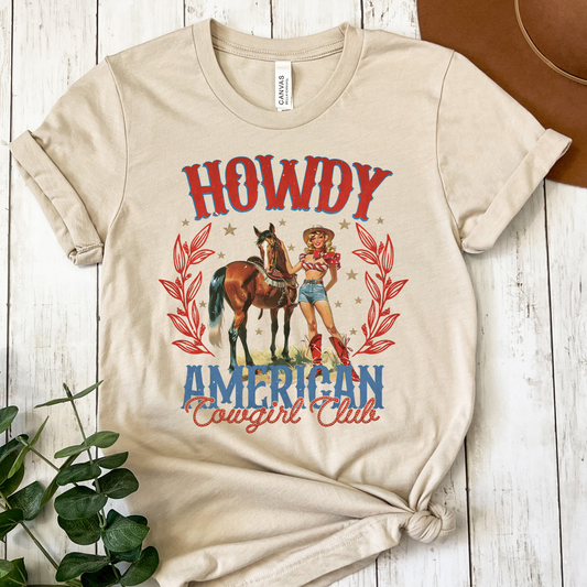 Howdy American Cowgirl Club Full Color DTF Transfer