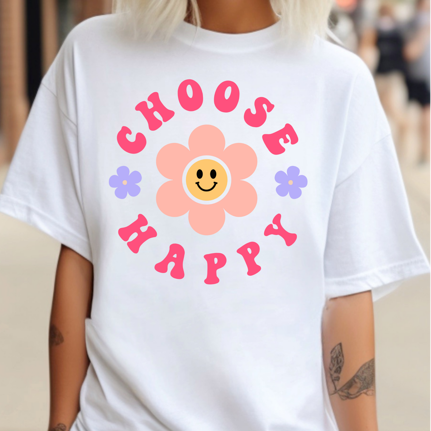 Choose Happy Full Color DTF Transfer