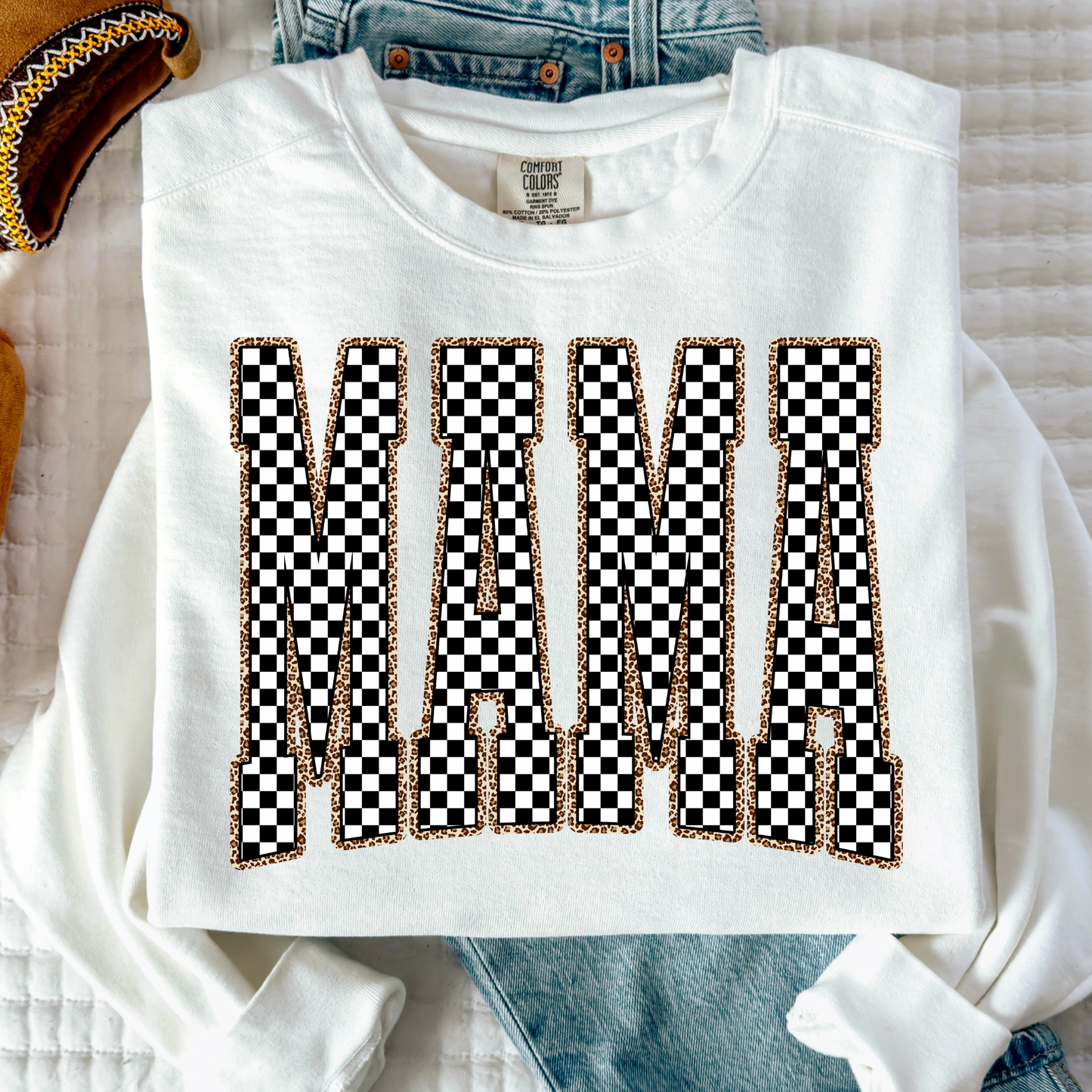 Checkered/Leopard Mama Full Color DTF Transfer