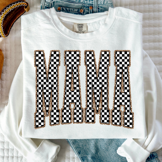 Checkered/Leopard Mama Full Color DTF Transfer