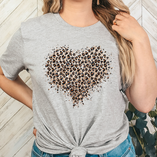 Leopard Heart Full Color DTF Transfer