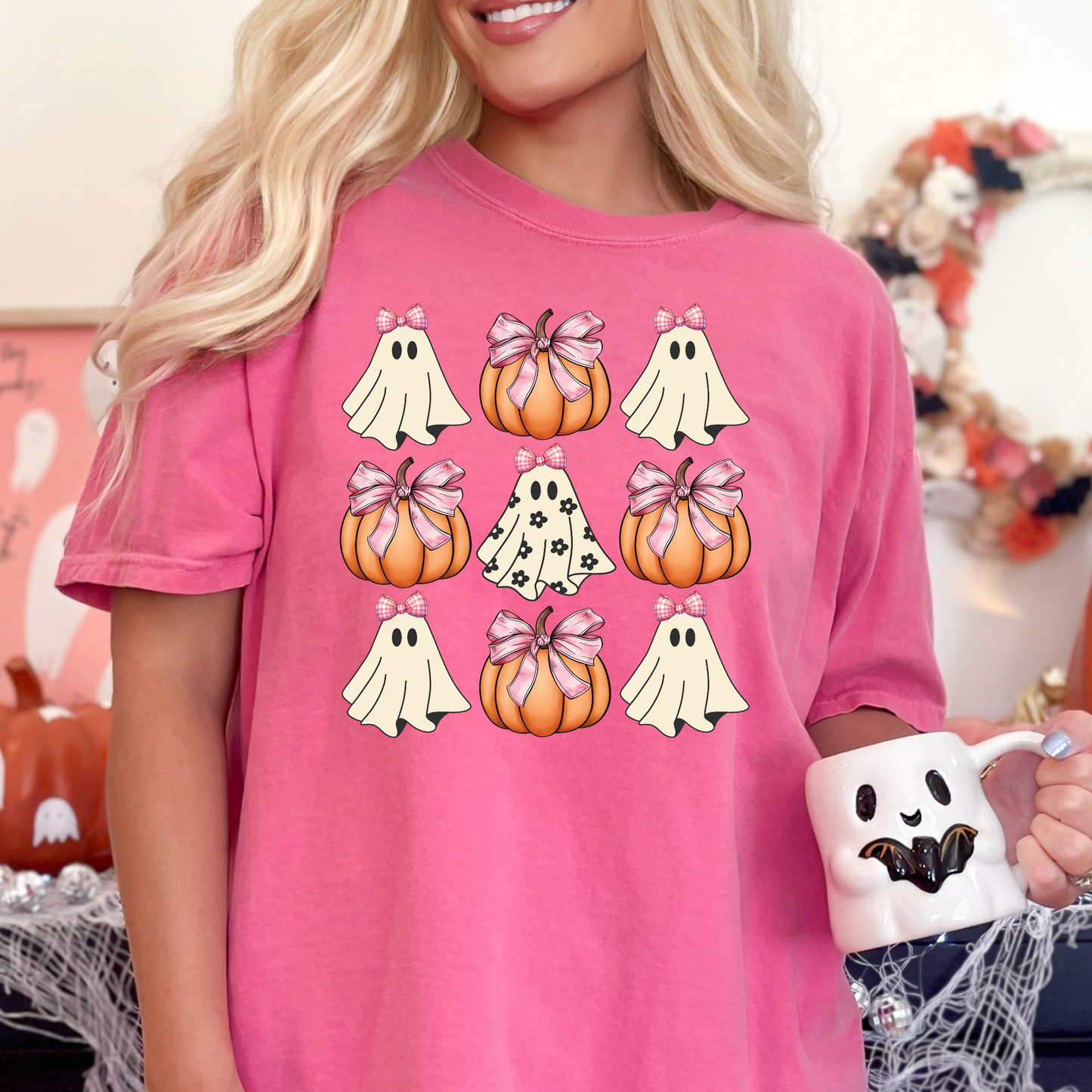 Ghosts w/ Bow Pumpkins Full Color DTF Transfer