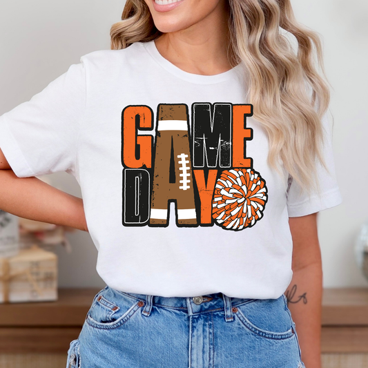 Game Day Football (Black and Orange) Full Color DTF Transfer