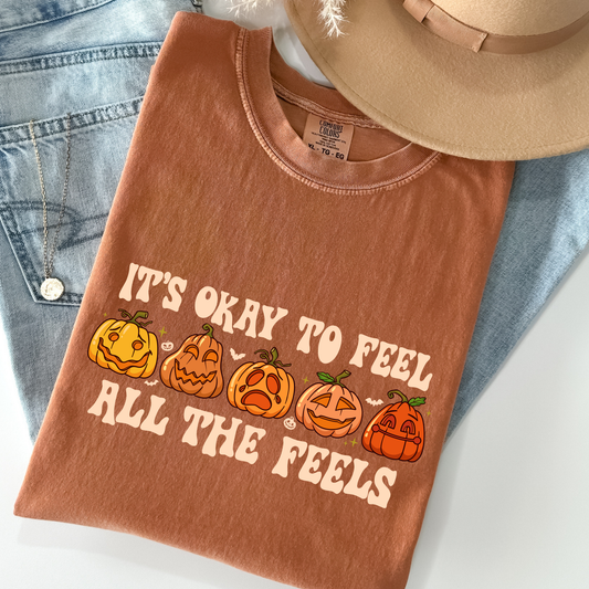 It's Okay To Feel All The Feels (Emotion Pumpkins) Full Color DTF Transfer