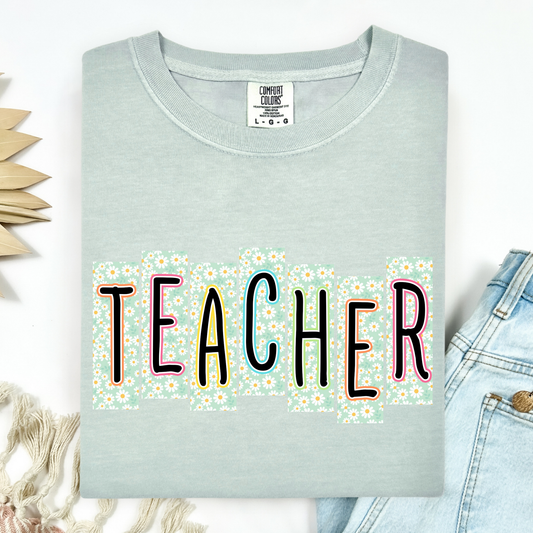 Teacher (Flower Background) Full Color DTF Transfer