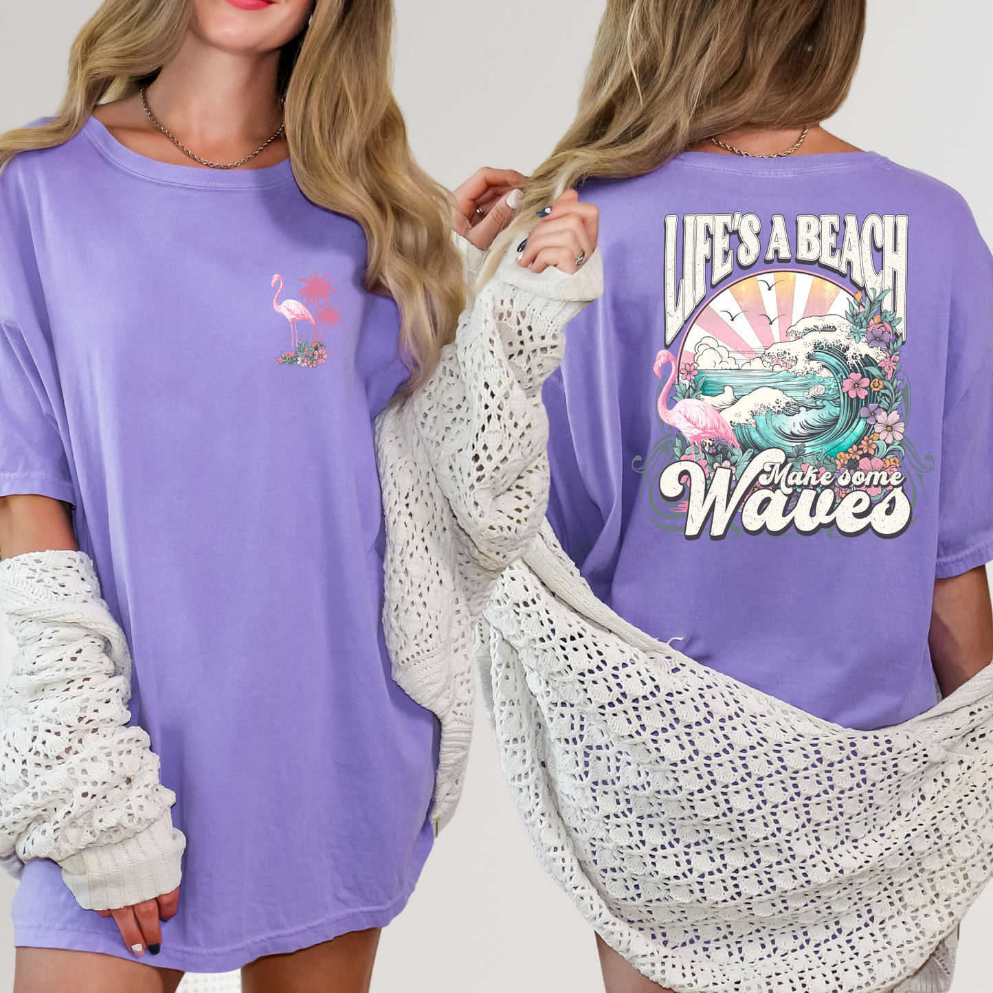 Lifes A Beach Make Some Waves Full Color DTF Transfer