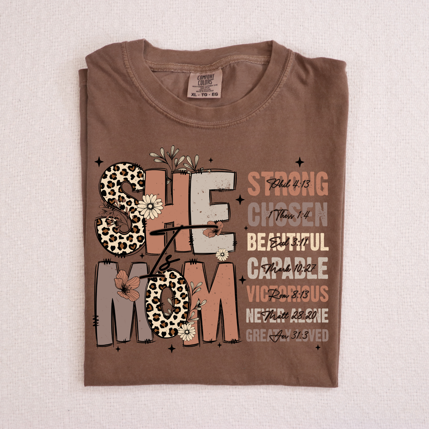 She Is Mom (Brown Tones) Full Color DTF Transfer