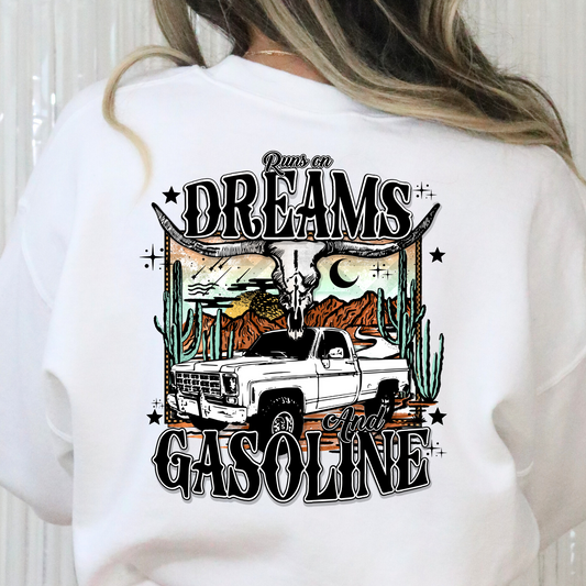 Runs On Dreams and Gasoline Full Color DTF Transfer