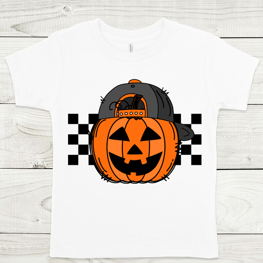 Pumpkin w/Hat (Checkered Background) Full Color DTF Transfer