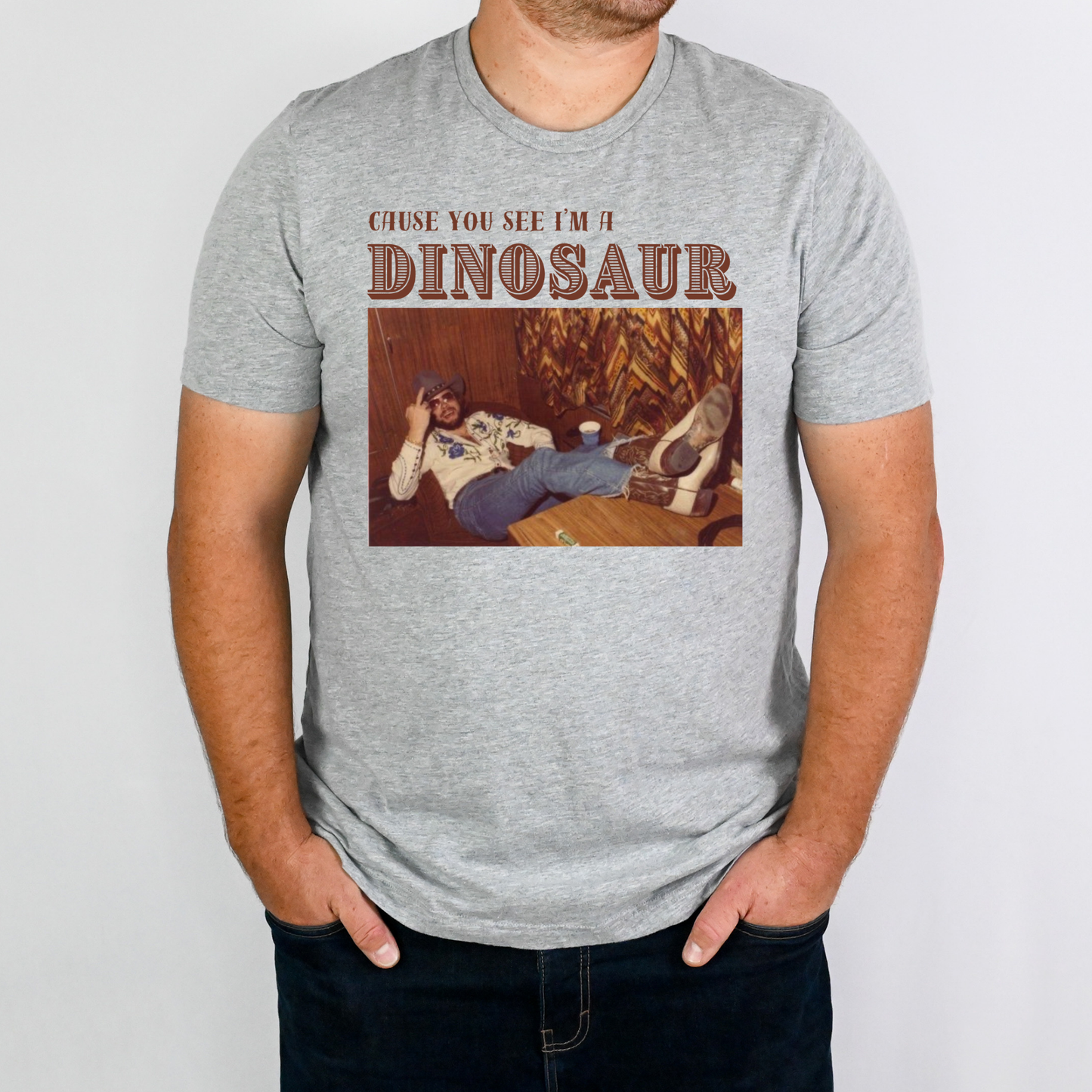 Cause You See I'm A Dinosaur Hank Williams Jr. Full Color DTF Transfer