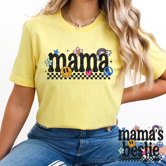 Mama w/Girly Icons (Mama's Bestie Option) Full Color DTF Transfer