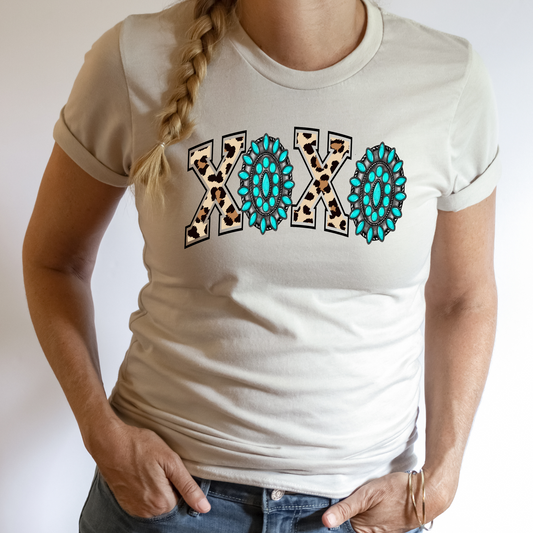 XOXO (Leopard and Turquoise Jewelry) Full Color DTF Transfer