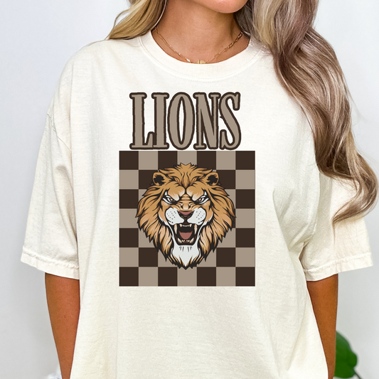 Lions Brown Checkered Full Color DTF Transfer