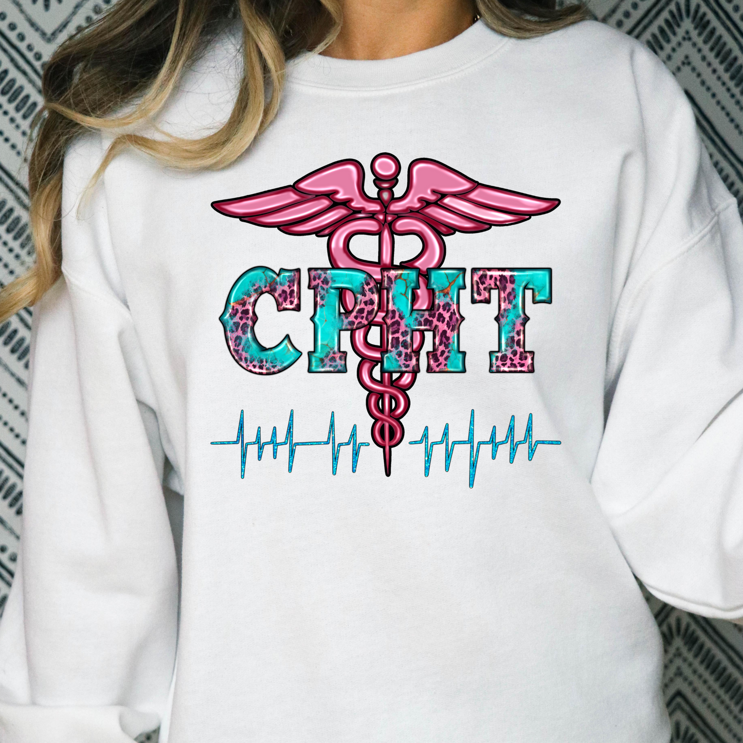 CPHT Certified Pharmacy Technician (Pink/Teal) Full Color DTF Transfer