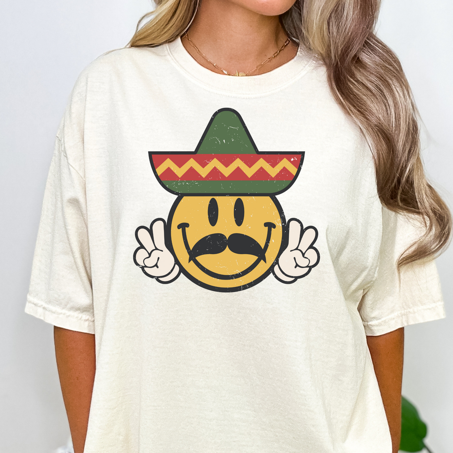 Sombrero Smiley Face Cinco De Mayo Full Color DTF Transfer