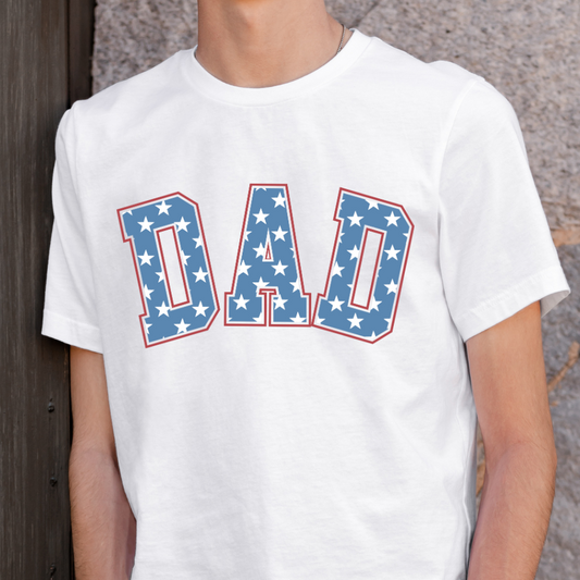 Dad (Red White & Blue w/Stars) Full Color DTF Transfer