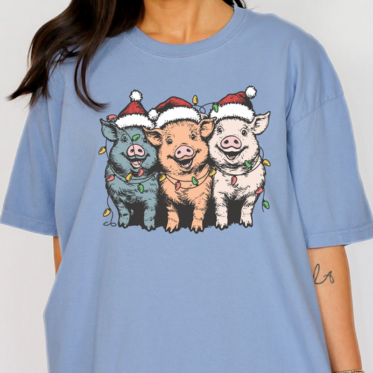 Christmas Pigs Full Color DTF Transfer