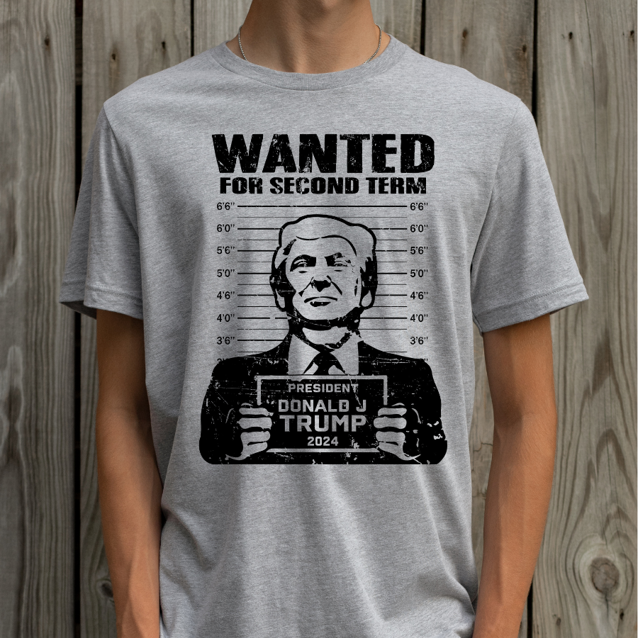 Wanted For A Second Term Trump 2024 Full Color DTF Transfer