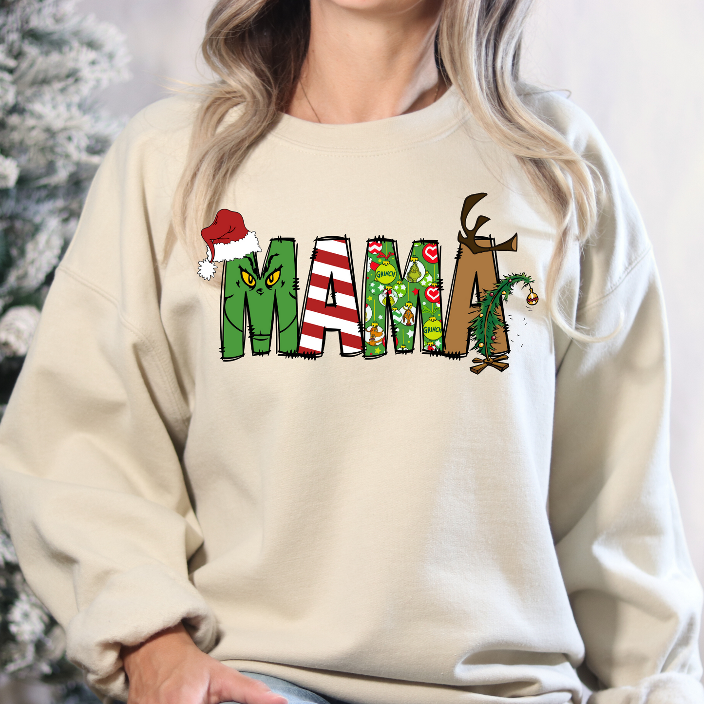 MAMA (Grinch Theme) Full Color DTF Transfer