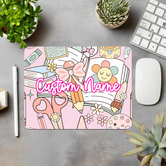 Groovy School Icons w/Book Personalized Mouse Pad