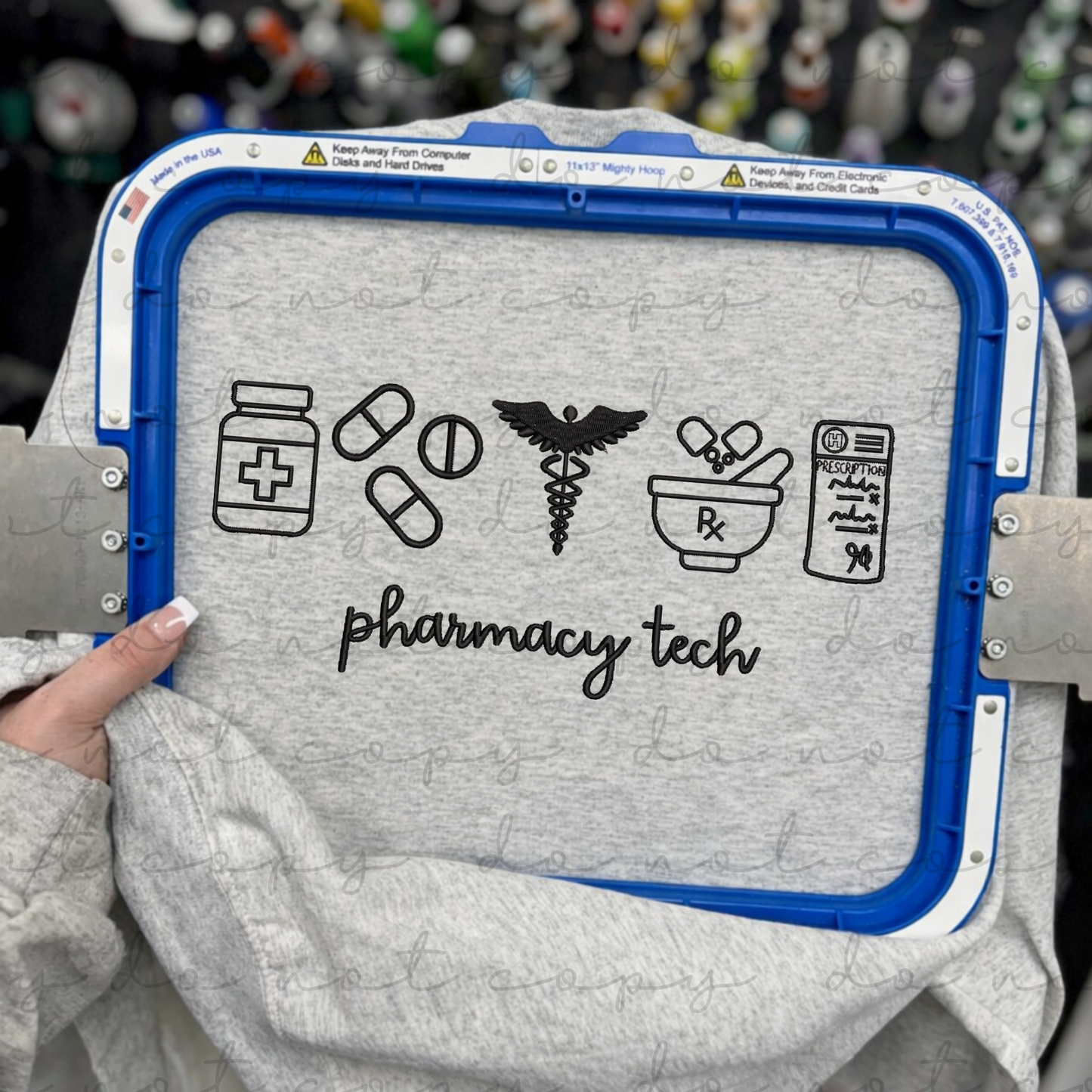 Pharmacy Tech Icons Embroidered Sweatshirt/T-Shirt