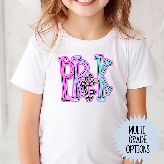 Girl Checkered Grade - Skinny Text (MULTI GRADE OPTIONS) Full Color DTF Transfer