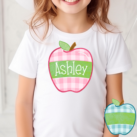 Personalized Kid Name Apple (Boy/Girl Option) Full Colot DTF Transfer