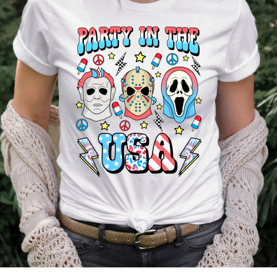 Party In The USA 4th of July Horror Full Color DTF Transfer