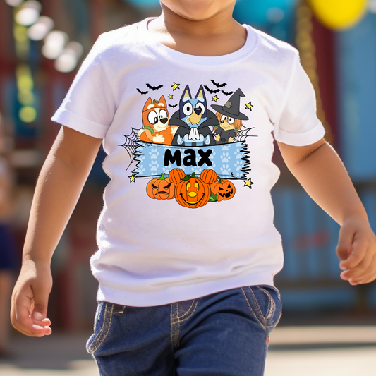 Personalized Halloween Bluey (2 Design Options) Full Color DTF Transfer