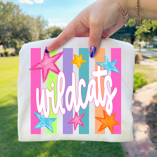 Wildcats (Colorful Striped w/Stars) Full Color DTF Transfer