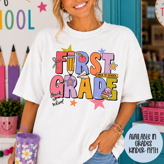 Back To School Grade (MULTI GRADE OPTIONS) Full Color DTF Transfer
