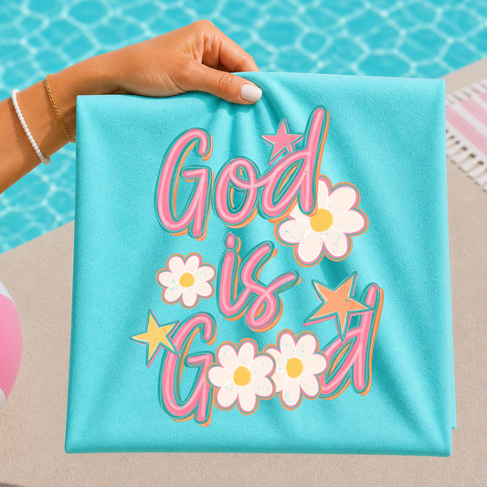 God Is Good (Daisies) Full Color DTF Transfer