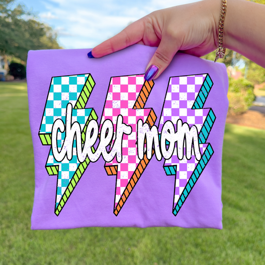 Cheer Mom (Colorful Lightening Bolt) Full Color DTF Transfer
