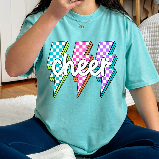 Cheer (Colorful Lightening Bolt) Full Color DTF Transfer
