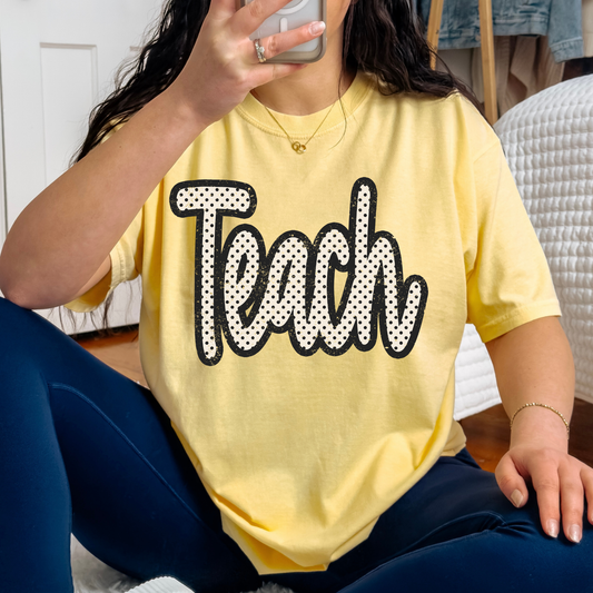 Polka Dot Teach (Script) Full Color DTF Transfer