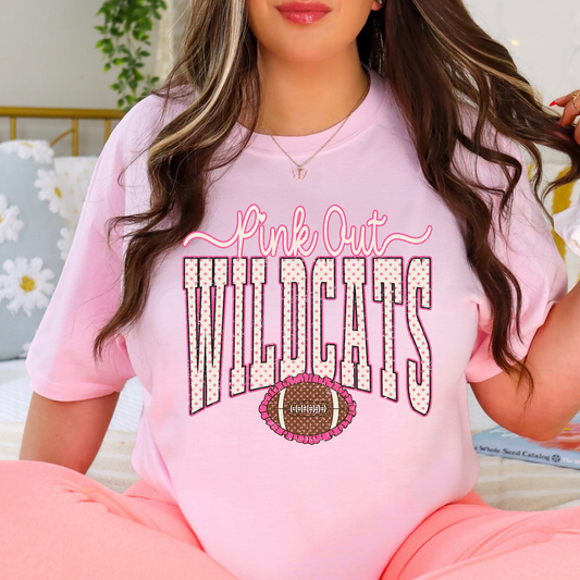 Pink Out Wildcats Varsity (MULTI MASCOT OPTIONS - SEE DESCRIPTION) Full Color DTF Transfer