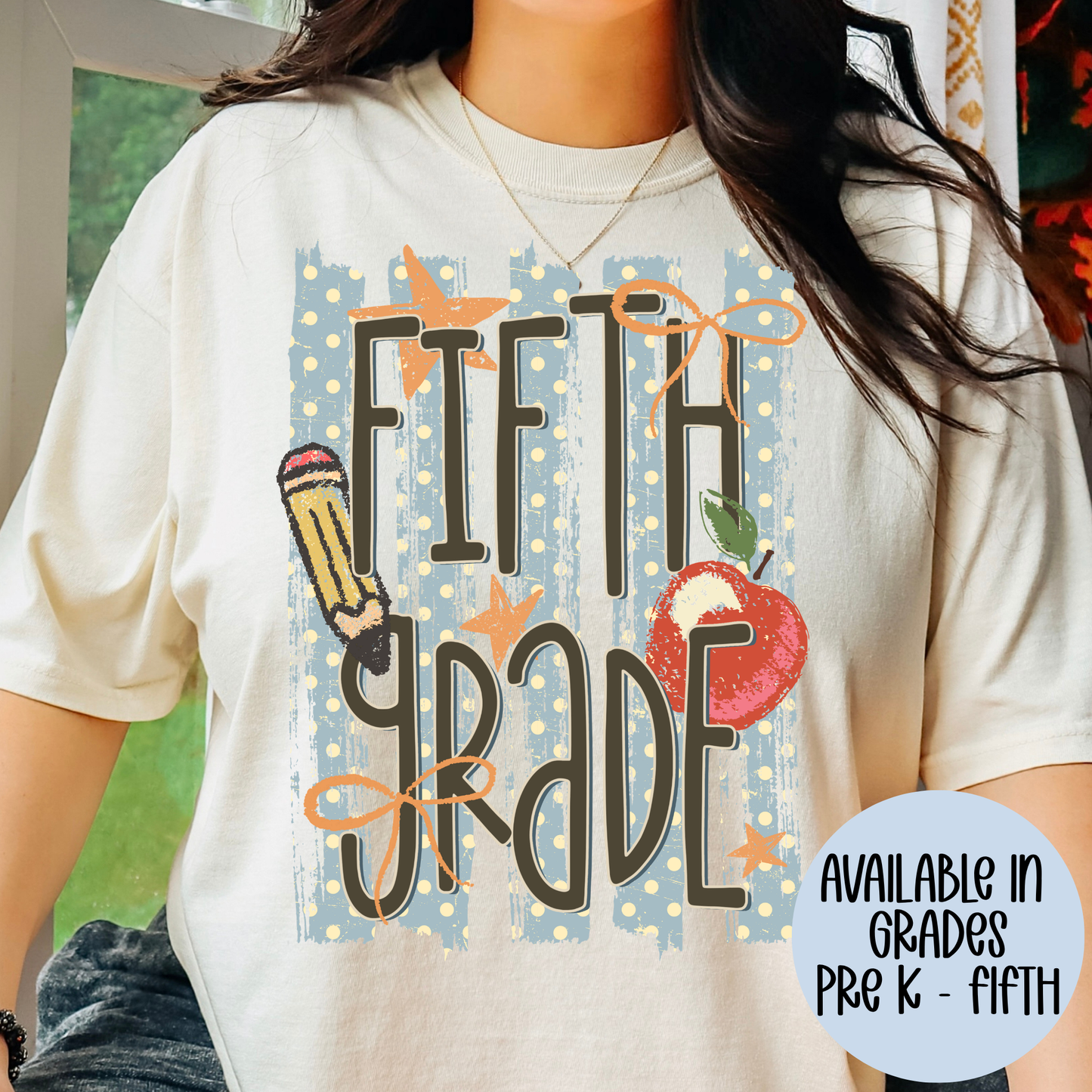Grade w/Blue Polka Dot Background (MULTI GRADE OPTIONS) Full Color DTF Transfer