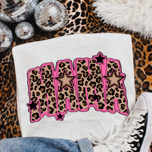 Mama Retro Leopard/Pink Full Color DTF Transfer