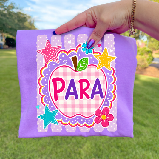 Para (Checkered Apple/ Striped Background) Full Color DTF Transfer