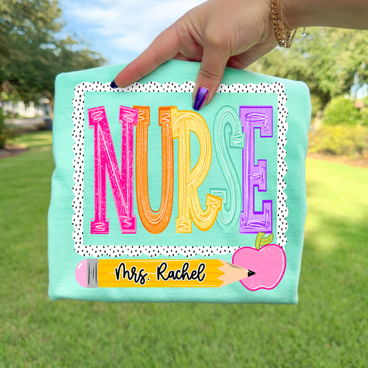 Personalized School Nurse Full Color DTF Transfer